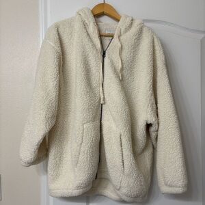 American Eagle Cozy Sherpa Drawstring Zip Up Hoodie